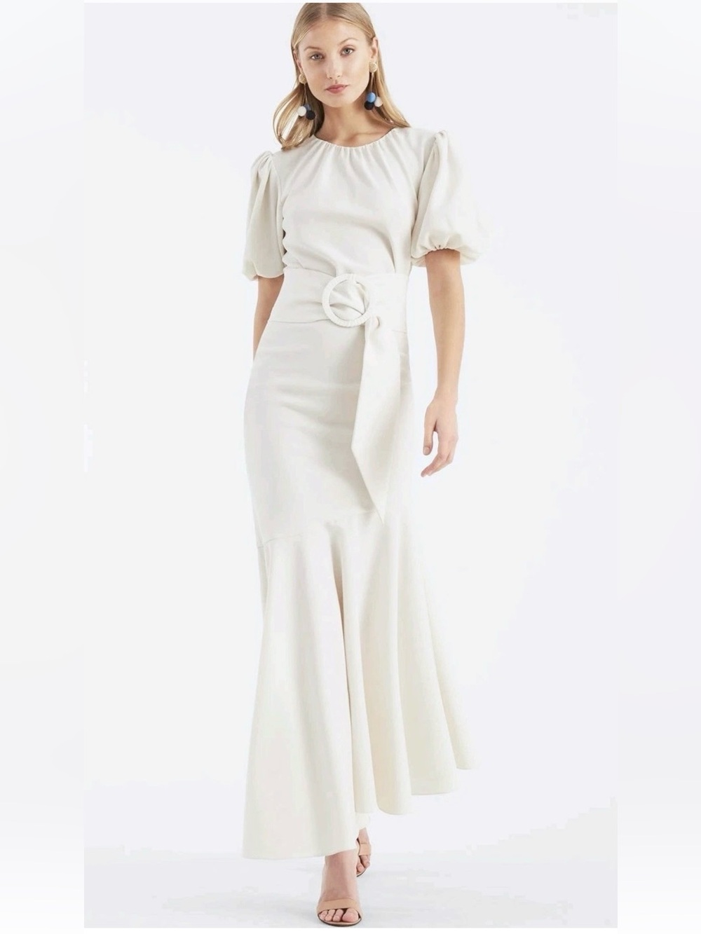 🌻NEW w/tag Sachin & Babi White Camila Belted Puff Sleeve Dress Size 22W Wide